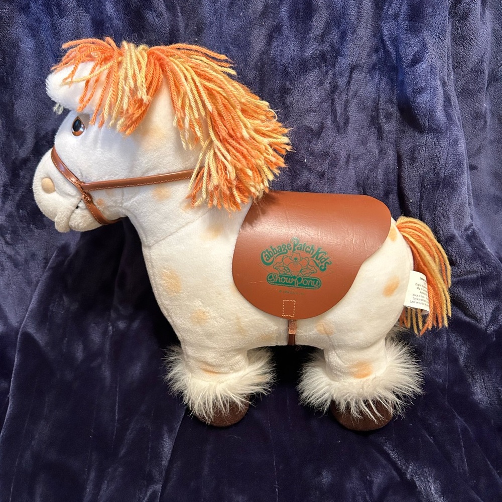 Plush Cabbage Patch Horse Toy with Orange Mane